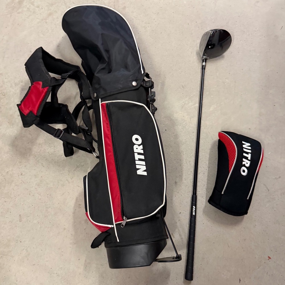 Nitro Blaster Junior Golf Bag and 16 Degree Driver Set Black Red with Headcover